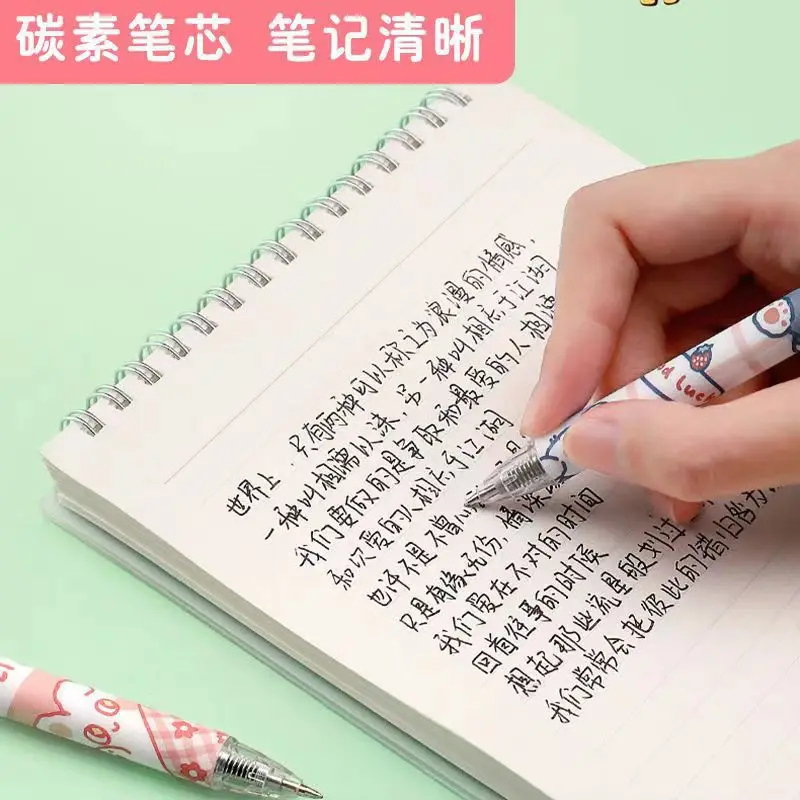 6pcs For Miku Anime Peripheral 0.5mm Black Neutral Pen Kawaii Creative Quick-drying Plastic Press Gel Pen Cartoon Peripheral Gif