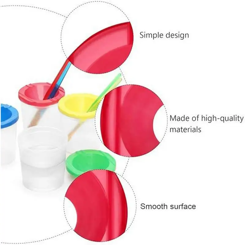 Spill Proof Paint Cups and Brushes Paint Brush Washer Color Mixing Cup Anti-pouring Out Washing Brush Bucket Drawing Supplies