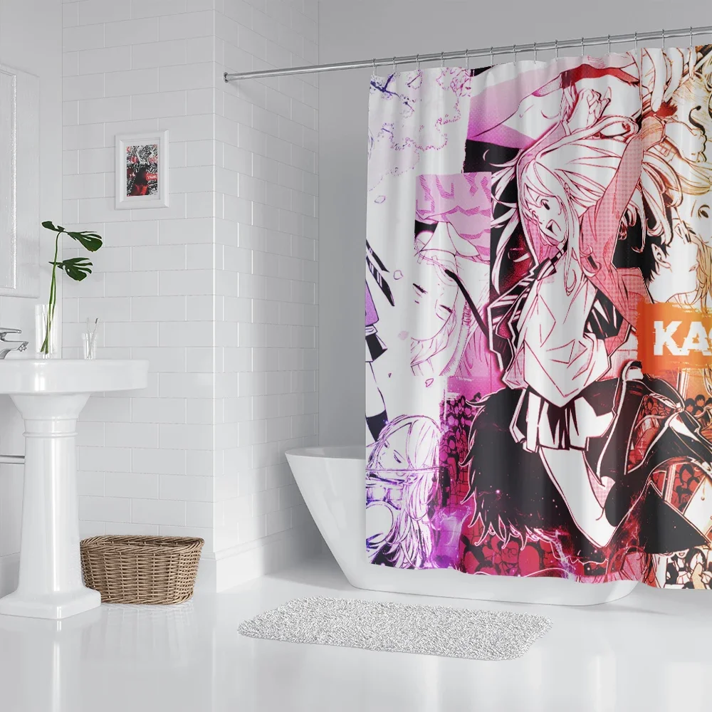 Anime Bathroom Curtain Polyester Fabric Shower Curtain 180 * 180CM With  Hooks Bathroom Accessories