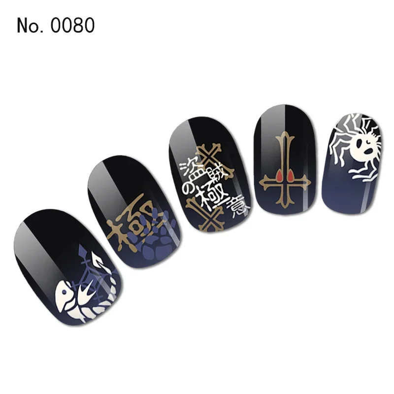 

Creative Blue Nail Stickers Chrollo Lucilfer Black Blue Merch Anime Nail Art Popular Unique Nail Accessories Decals Decor