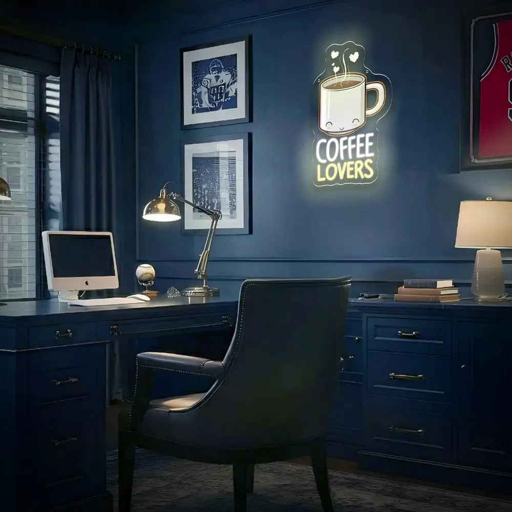 القهوة عاشق ضوء النيون تسجيل USB عكس الضوء LED ضوء النيون تسجيل لغرفة النوم لعبة غرفة حفلة عطلة نافذة مقهى بار ديكور