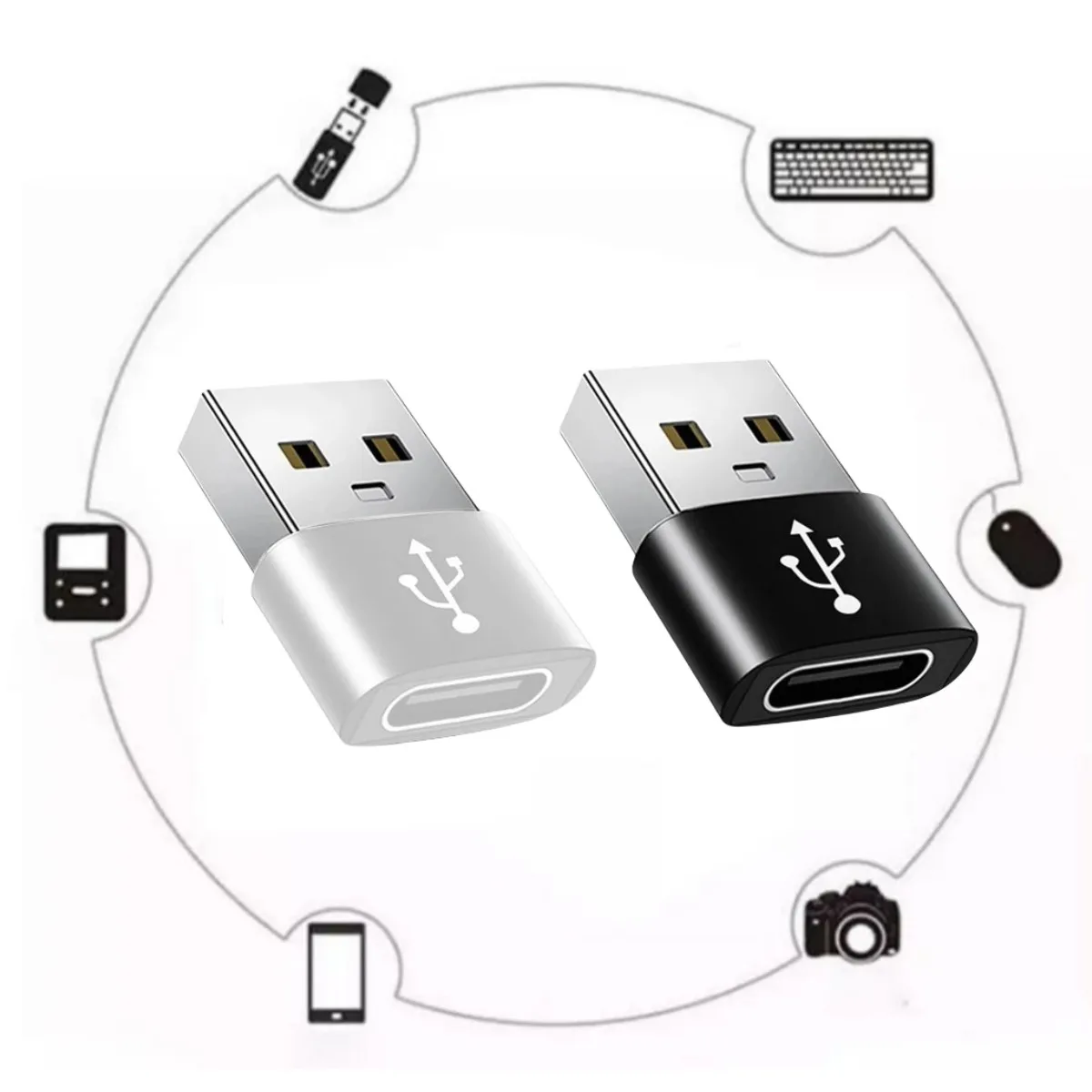 100pcs USB to Type C OTG Adapter USB A Male to Type C Female OTG Connector For Laptop Car Charger 60W 480Mbps Data Transmission