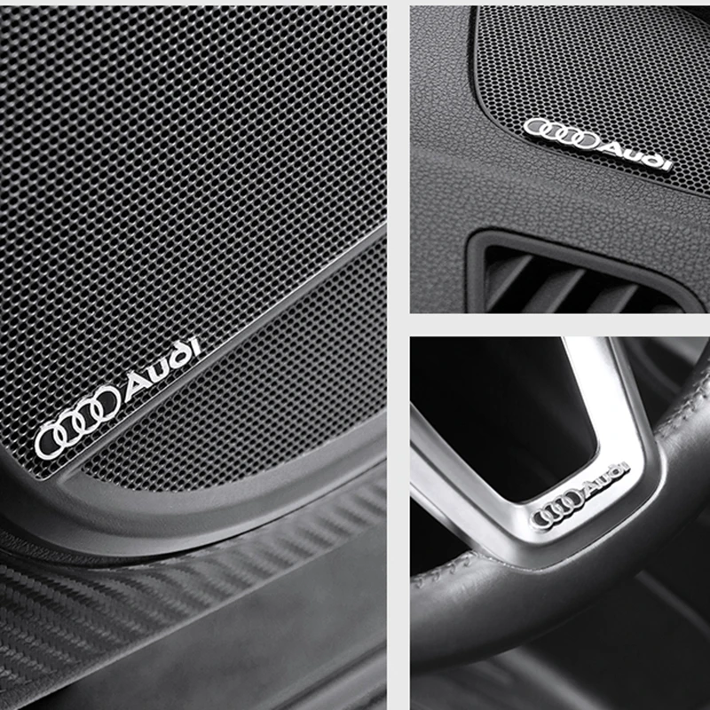 

4pcs car audio decorate 3D Aluminum Badge Emblem Sticker For Audi A4 A3 A5 A6 A1 A7 A8 Q2 Q3 Q5 Q7 Q8 TT Accessories Car Styling
