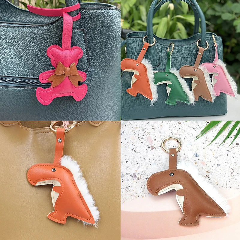 Cute PU Leather Multi-color Animal Key Chain Pendant Fashion Fine Car Keychain Women's Schoolbag Charm Accessories Gift