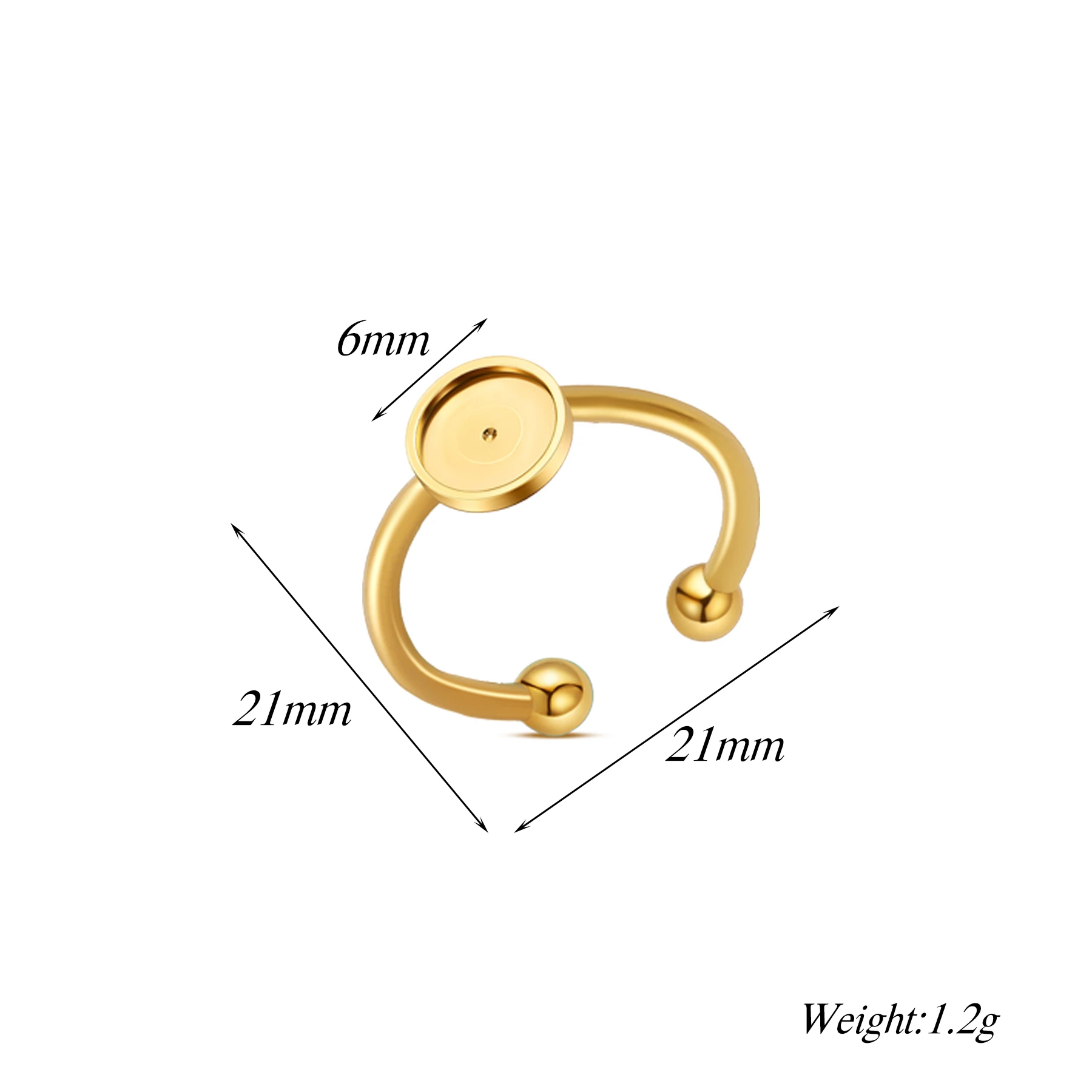 Großhandel 10 Stück Edelstahl Verstellbare Ringfassungen Blanko-Basis 4/6/8/10/12mm DIY Schmuckherstellung Zubehör – Detail 4