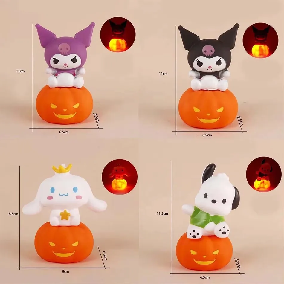 Kawaii Pumpkin Kuromi Cinnamoroll Melody Night Light Cute Cloud Pochacco Glowing Bedside Lamp Room Desk decoration Birthday Gift