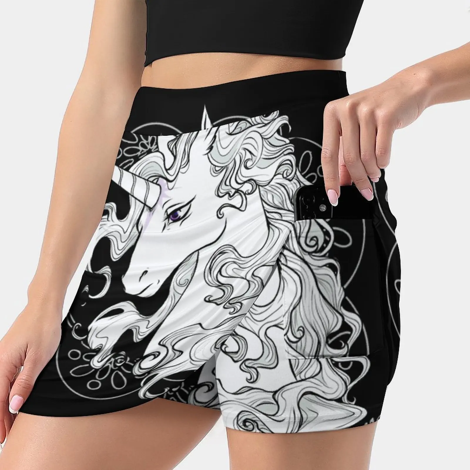 Der letzte einhorn (schwarz) tennis golfrock sexy a-line harajuku shorts rock mit telefon taschen skort rbpartner programm die