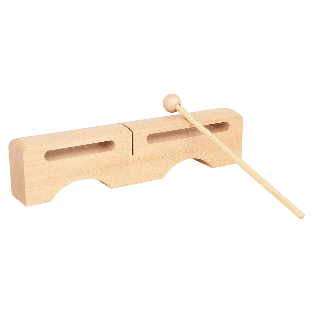 J215 Dual Tone Wood Block Solid Wood High‑Low Pitch Orff Percussion With Beater Music Teaching Instrument Accessories