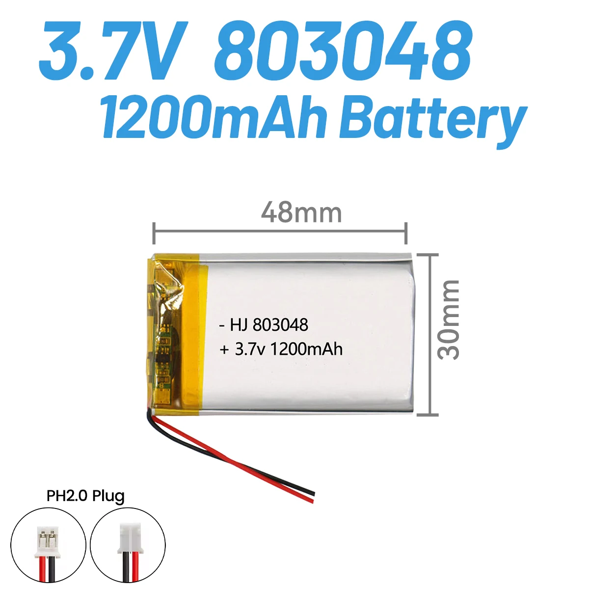 3.7V 1000mAh 803048 Rechargeable Polymer Lithium Battery with PCB Protection Board Compatible with 603048 703048 103048 503048