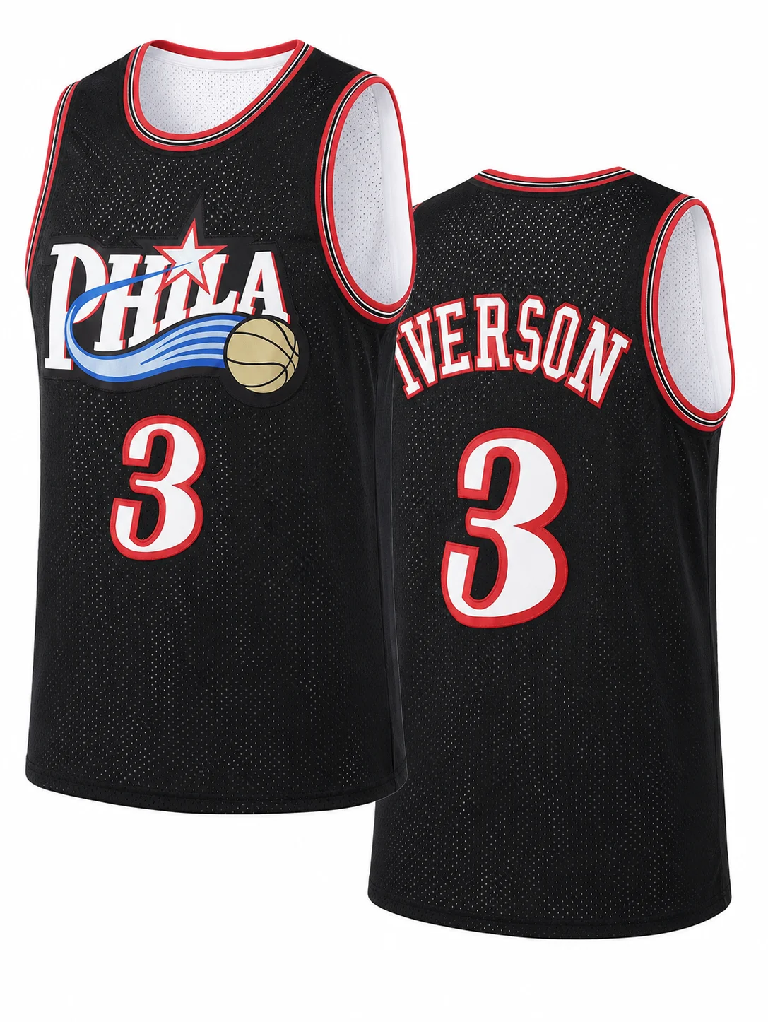 Men's Basketball Jersey Black & Red Sleeveless Sports Shirt Casual 3d Printed Vest Kids and Men Women Family image 4