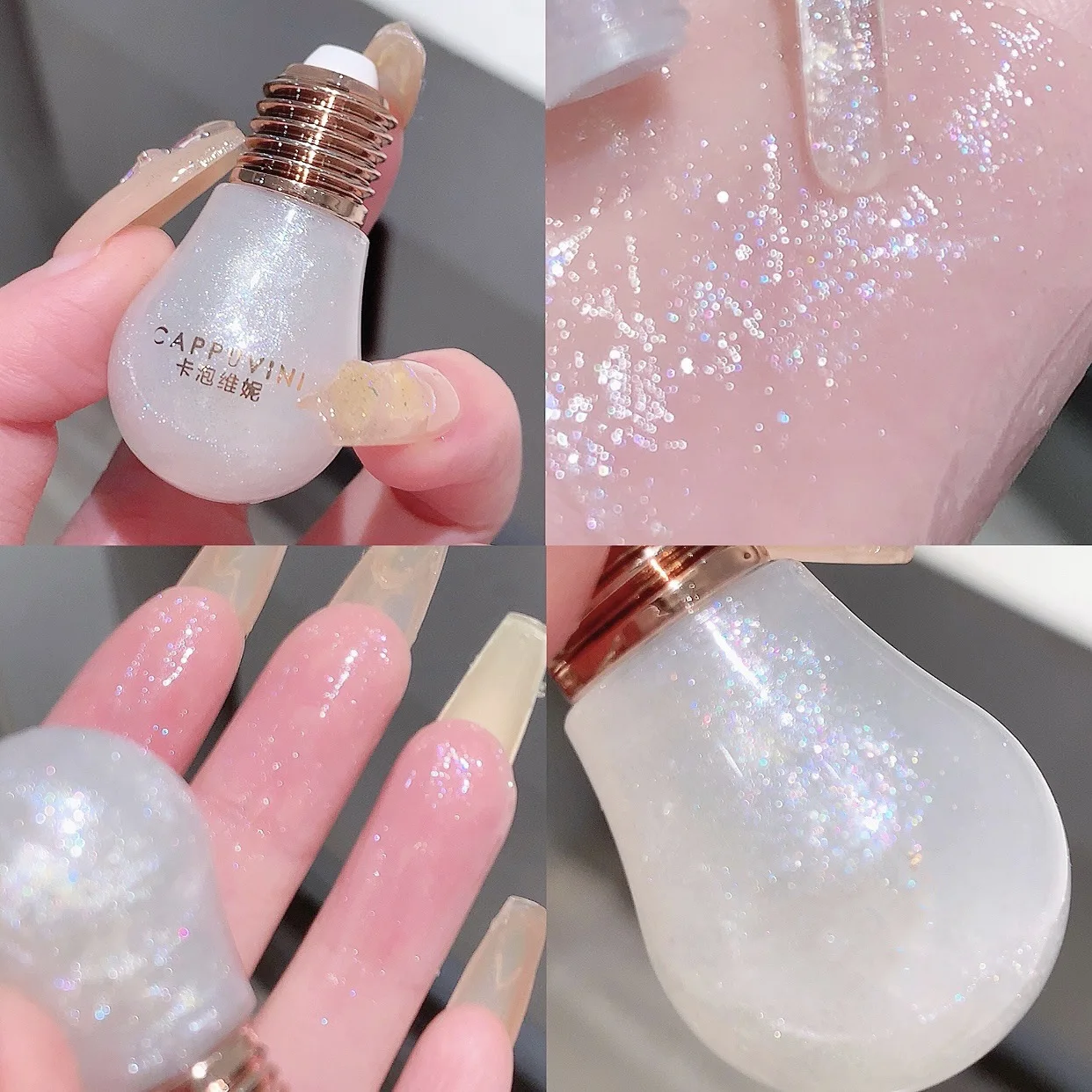 Cute Light Bulb Shape Lip Gloss Mini Shiny Lip Plumper Oil Long Lasting Moisturizing Jelly Color Lip Tint Lipstick Lip Mask Care