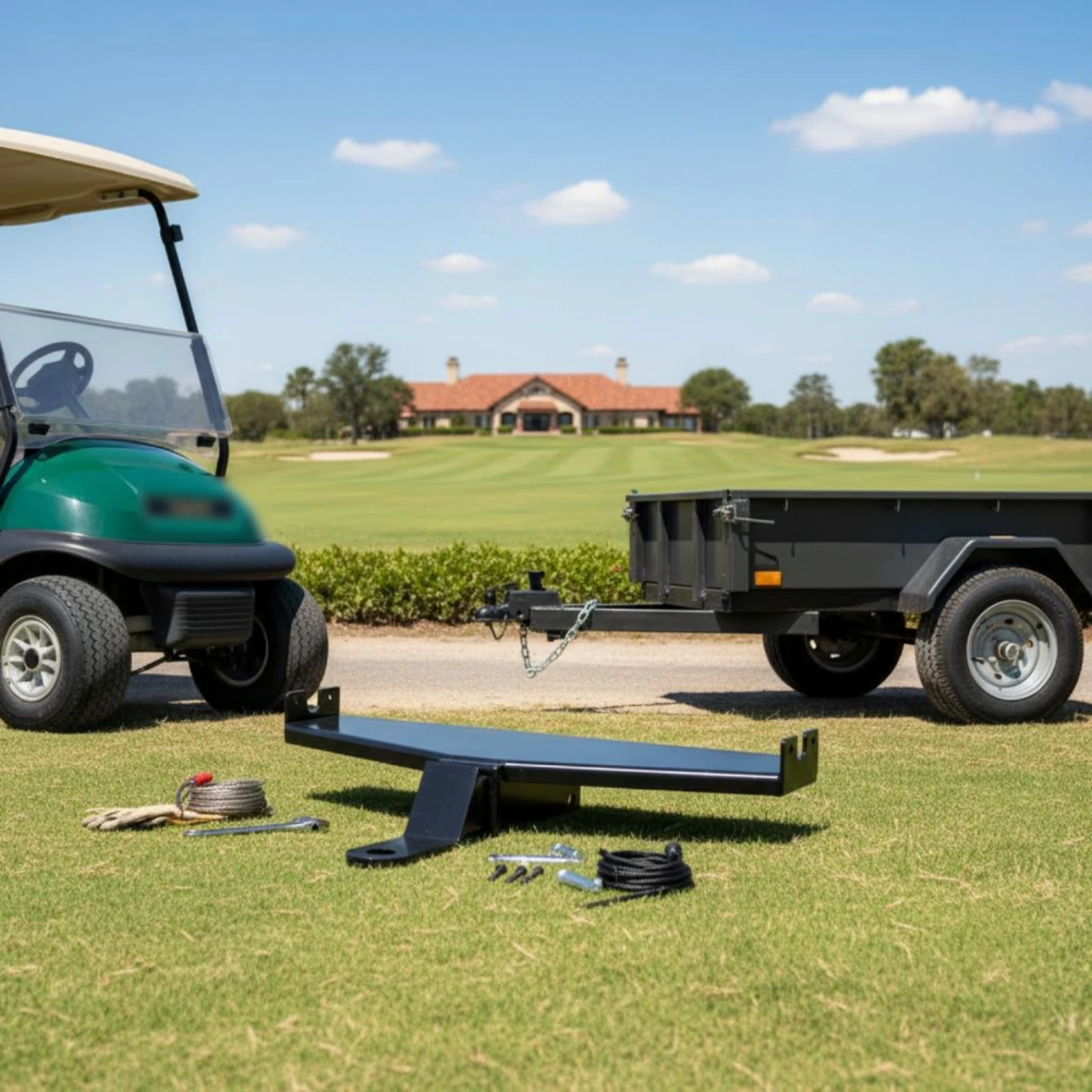 

Club Car Hauling Attachment Hitch Heavy Duty Golf Vehicle Hauling Attachment Hitch Vehicle Add-on Coated Rust Resistant