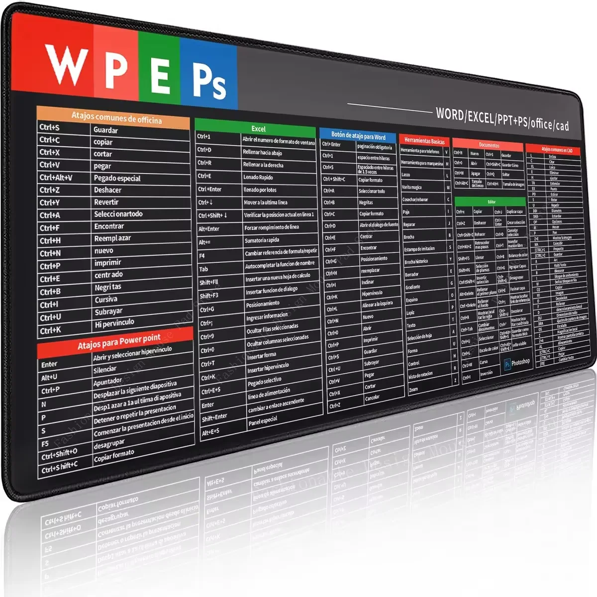 

ГОРЯЧИЙ Español Испанский офис Короткие клавиши Коврик для мыши Настольный коврик для Word PPT CAD Photoshop Excel Шпаргалка Коврик для мыши Офисные пользователи