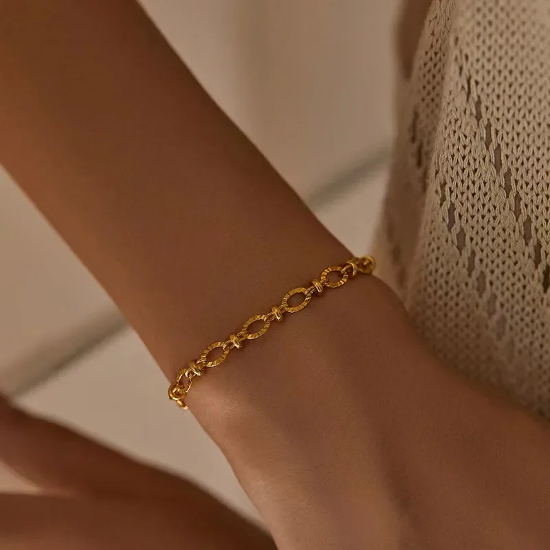 Noble 18k Gold Plated color Chain Bracelets for Lady Girl Charm Women Wedding Party Gifts 18+4cm