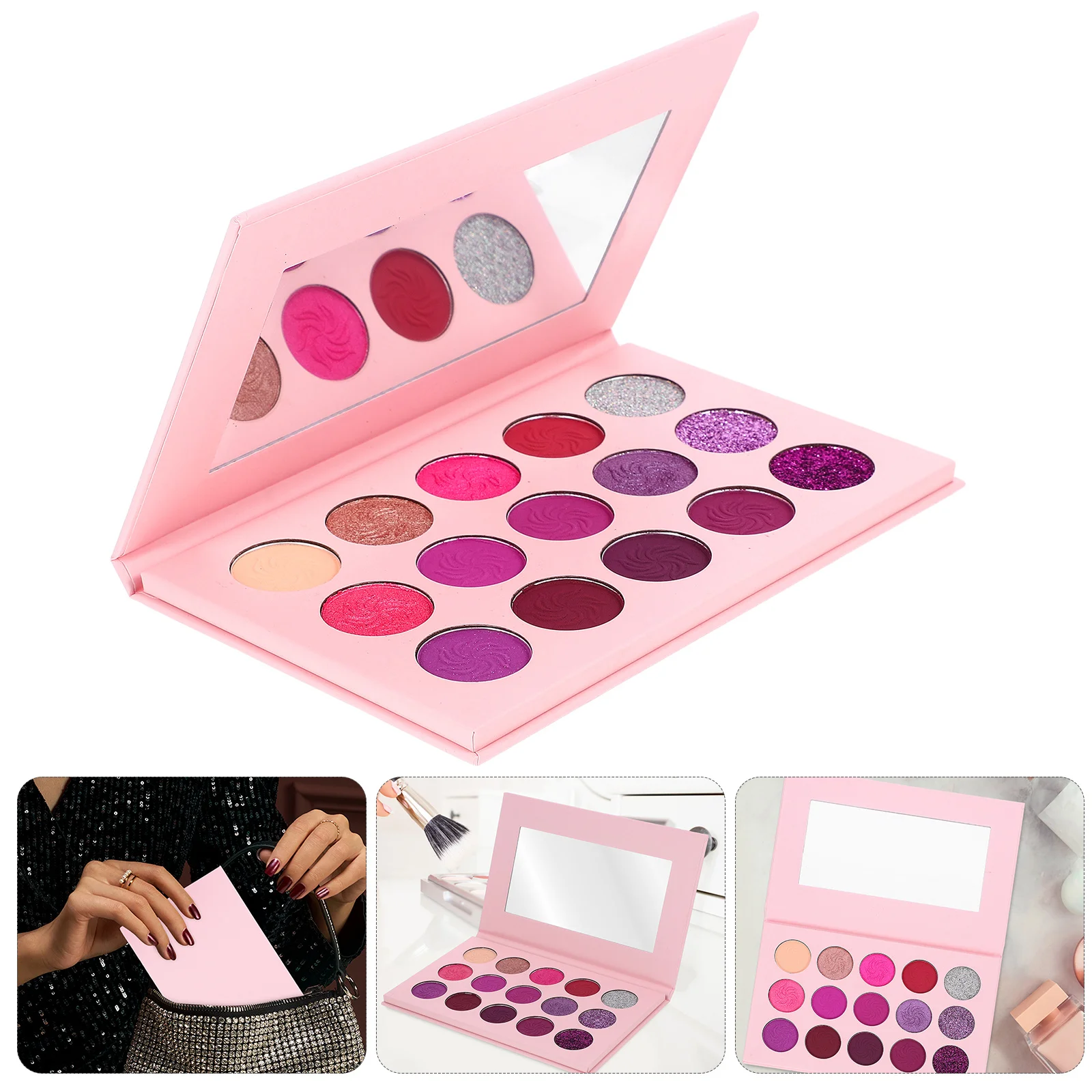 لوحة ظلال عيون مكونة من 15 لونًا، ظلال مصبوغة فريدة من نوعها، ملمس ناعم، مكياج يدوم طويلاً، ظلال عيون وردية مدمجة #1