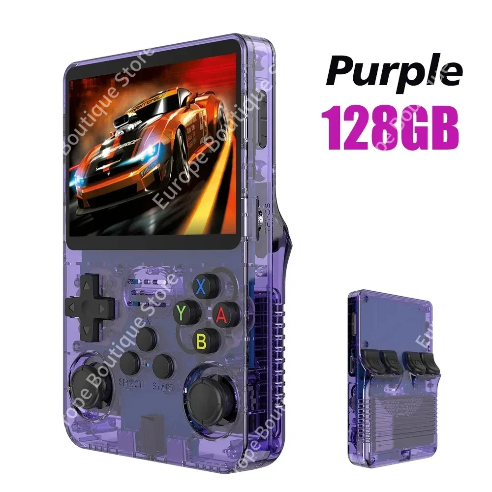 Console de jeux portable rétro R36S 64 Go, plus de 20 000 jeux intégrés, 21 émulateurs, écran IPS 3,5 pouces, système Linux - Bleu
