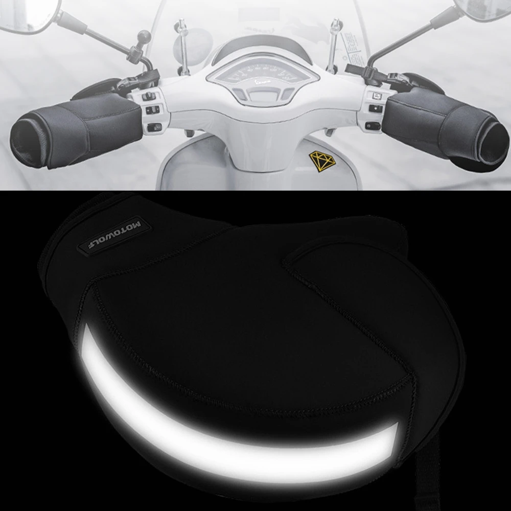 Winter Motorcycle Handlebar Covers Windproof Thick Warm Waterproof Motorbike Scooter Handle Bar Cover Muffs Protective Gear 5