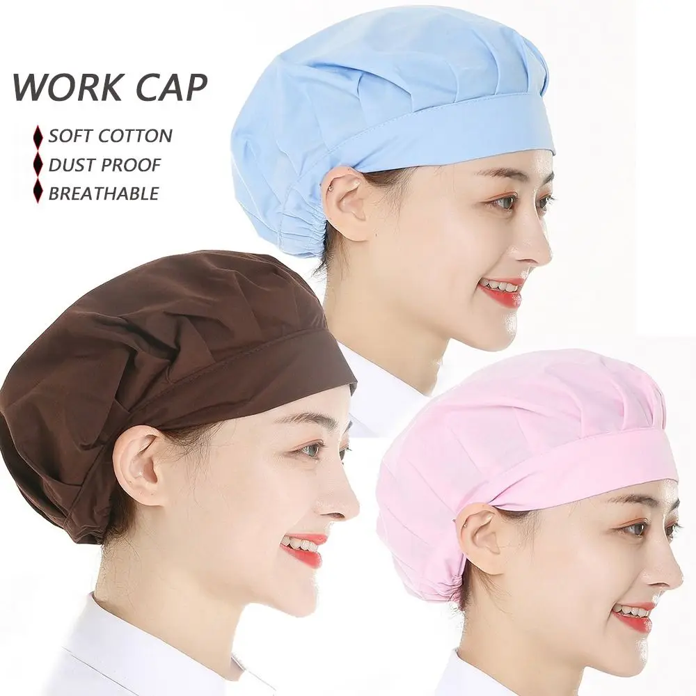 

Women Man Cotton Dust proof Work Cap Bundled Hair Work Headband Chef Cap Food Service Cook Hat Canteen Catering