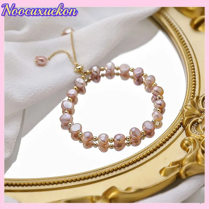 Irregular Imitation Pearl Bracelet For Women Korean Natural Stone Pendant Adjustable Cuff Bracelets Anniversary Jewelry