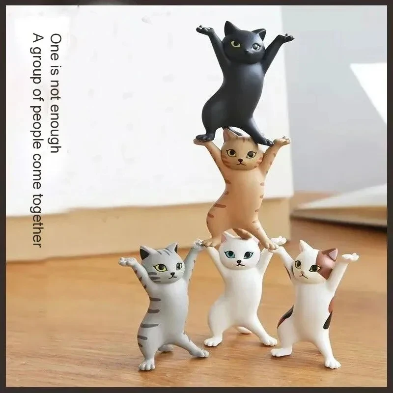 5 PC 춤 고양이 그림 장식 애니메이션 고양이 모델 패션 장난감 매혹적인 고양이 캡슐 장난감 인형 케이크 장식