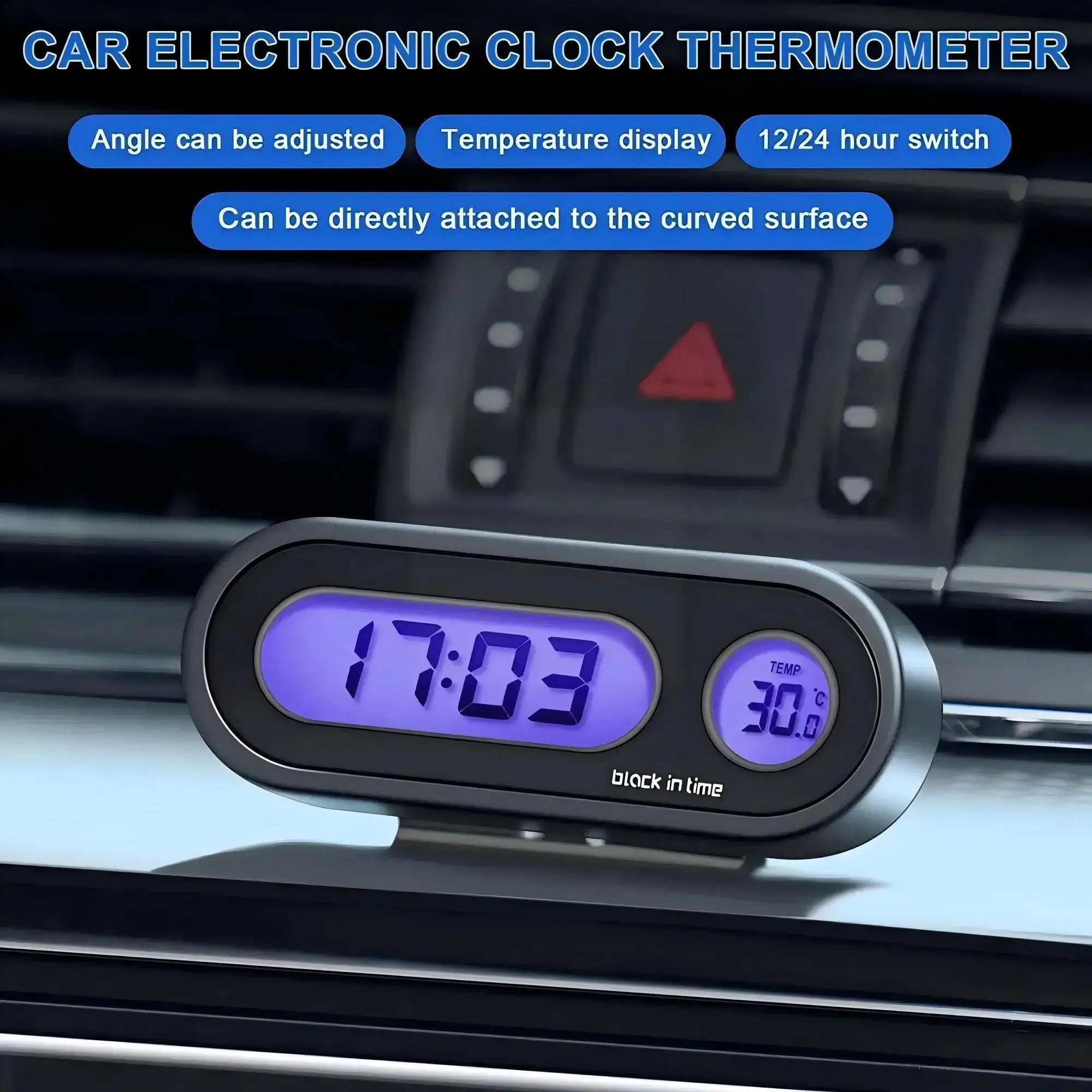 

2-in-1 Car Digital Clock & Thermometer - LCD Backlit, Easy Setting, Stylish Auto Accessory