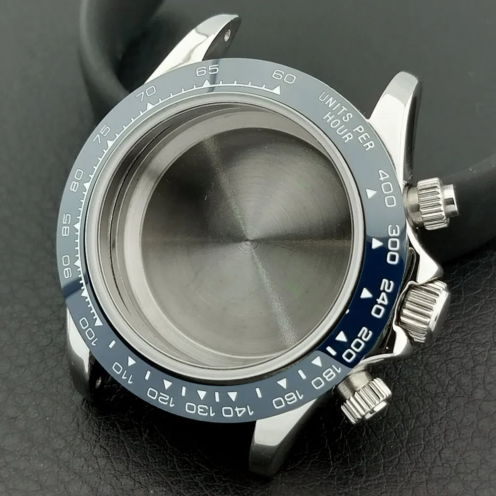 39-mm-Uhrenarmband aus Metall für Herren, passend für das VK63-Uhrwerk, mit Saphirglas, in den Farben Silber, Roségold und Schwarz, Uhrenzubehörteile. – Detail 13