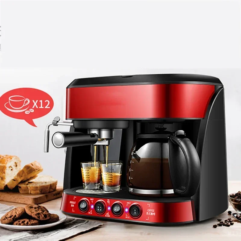 Модернизированная кофеварка для дома, небольшого офиса, коммерческого использования, полуавтоматическая, итальянская, американская, универсальная, двойного назначения, вспенивание молока