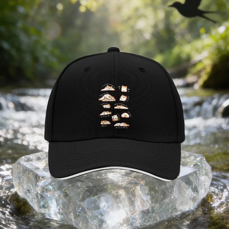 Cute Hamster Expression Sticker Sandwich Baseball Cap Unisex Easy Lightweight Adjustable Outdoor Sun Hat Ideal Gift for Travel P
