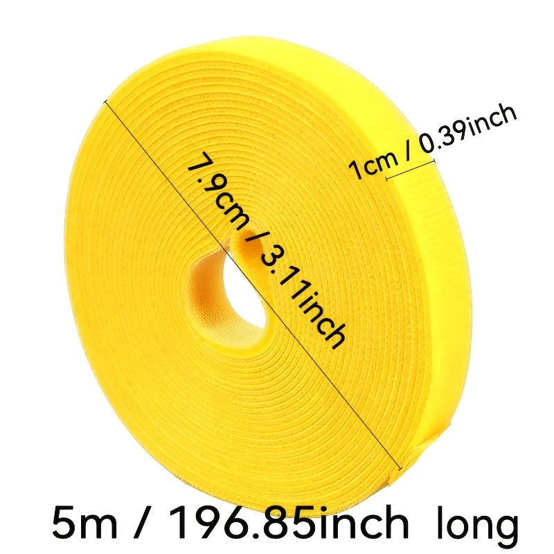 2pcs 5-meter self-adhesive magic tape with adjustable cutting and reusable data cable, wire storage and binding tape