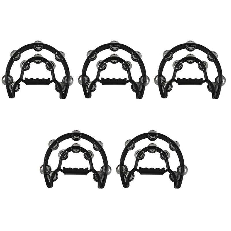 

T22C 5X Compact Double Half Moon Music Tambourine Percussion Tamborine Drum Durable