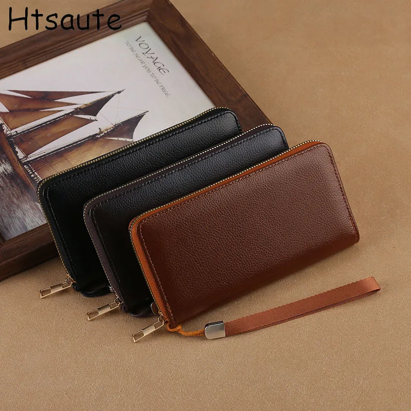 

New Men's PU Leather long Wallet With Zipper Coin Purse Pocket Vintage Big Capacity Male Short Money Purse Card Holder
