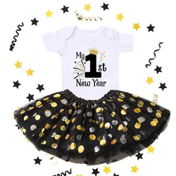 My First New Year Outfit Girls Bodysuit+Skirt Set Girls Happy New Year’s Outfit Toddler Infant Baby Girl Cute Tutu Set Clothes