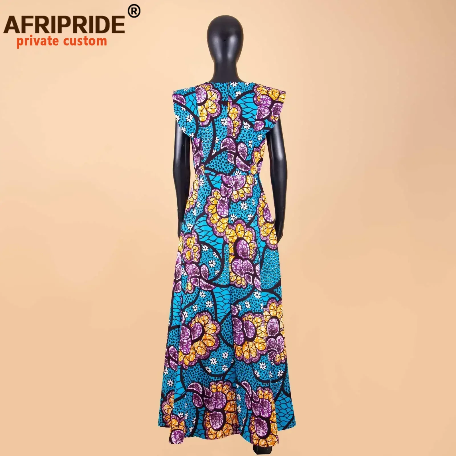 African Dresses for Women Dashiki Print Ankara Short Sleeve O-neck Floor Length Women A-Line Wax Cotton Dress AFRIPRIDE A1825017