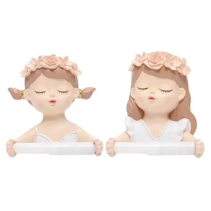 Fairy Tissue Holder capelli lunghi fata capelli lunghi bella ragazza porta carta igienica bagno luce accessori di decorazione di lusso