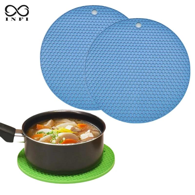 

Толстые силиконовые сотовые термостойкие коврики, прочные нескользящие многофункциональные подушечки диаметром 6,9 дюйма для горячих кастрюль, сковородок и открытия банок