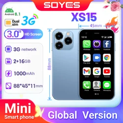 SOYES XS15 Mini teléfono inteligente Android8.1 pantalla de 3,0 pulgadas 2GB RAM 16GB ROM Dual SIM en espera Play Store 3G pequeño teléfono