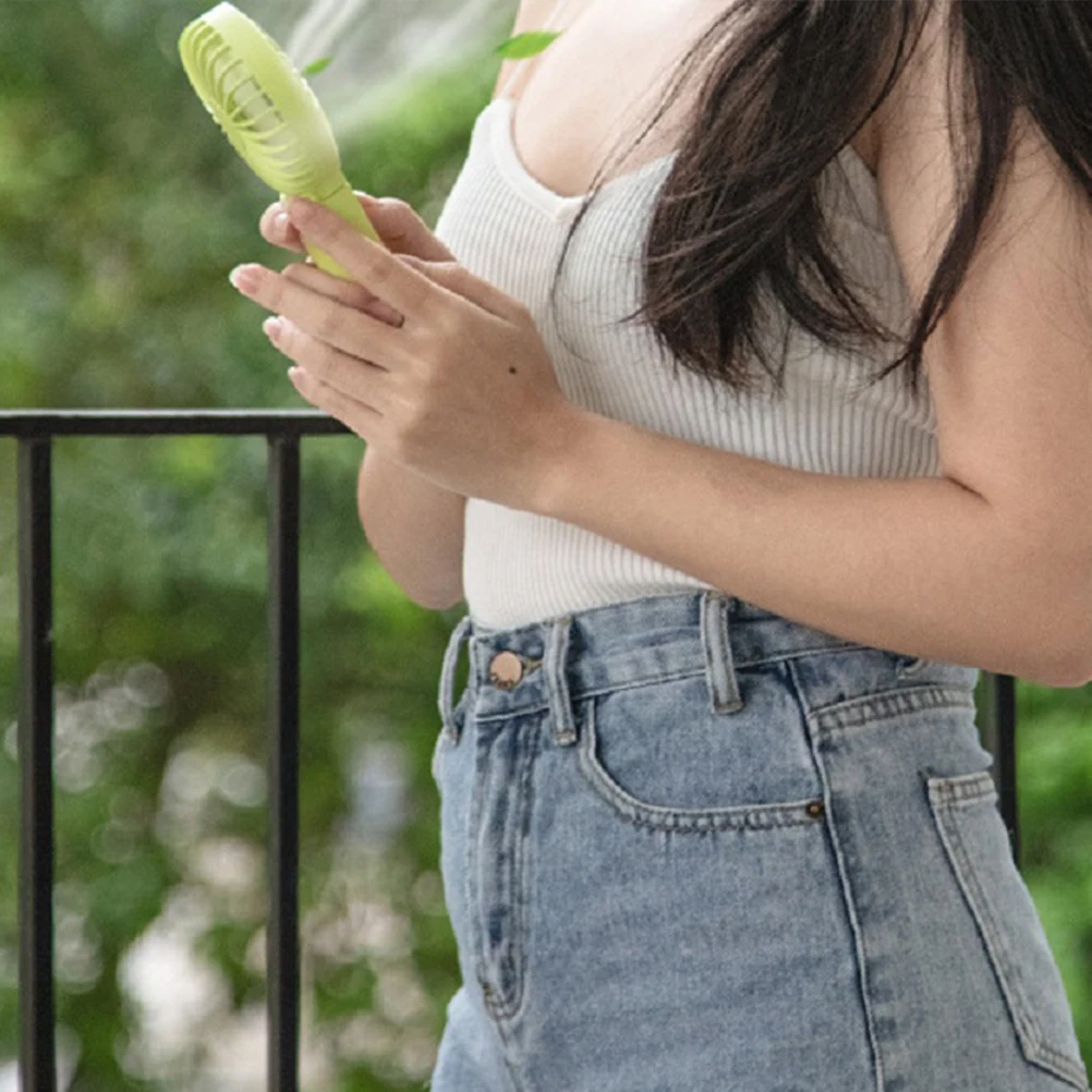 

USB Small Fan Charging Handheld Folding Fan Simple Funny Creative Fan for Home School Office (Fluorescent Green, 85x35x193mm)
