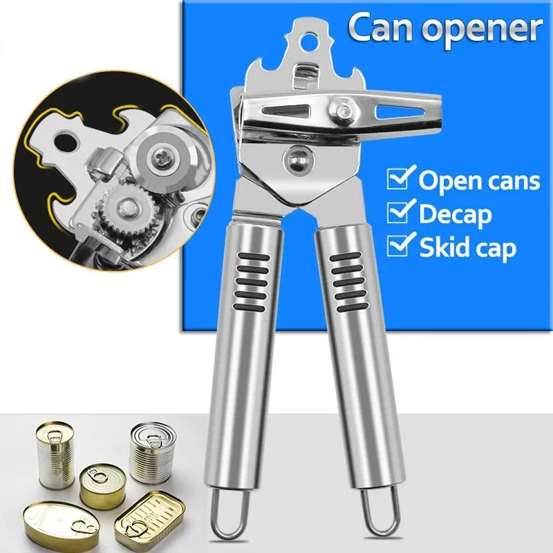 Stainless Steel Can Opener Multi-purpose High Hardness Open Beer Household Bottle Opener Quick Adjustable Glasses Kitchen Gadget