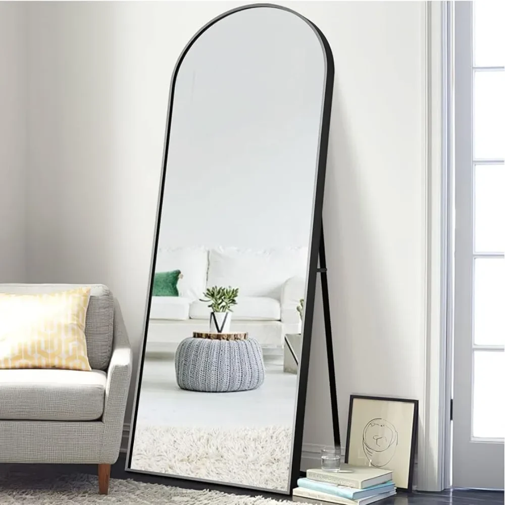 Arched Full Length Mirror Large Arched Wall Mirror Floor Mirror With Stand Aluminum Alloy Thin Frame 65