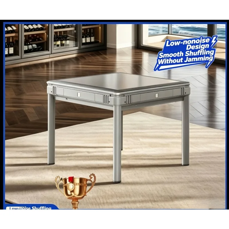Foldable Automatic Mahjong Table with Heating, 2-in-1 Dining & Game Machine, Ultra-Quiet Electric Desk for Home