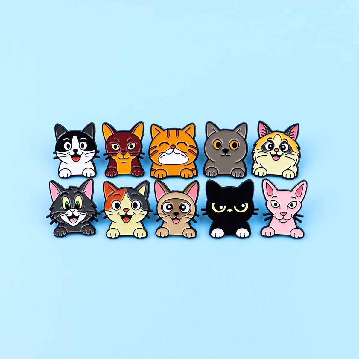 مزيج 10 قطعة/المجموعة الحيوانات الأليفة القط المينا دبابيس معدنية محبوب بروش ظهره قبعة حقيبة طوق شارات الرجال النساء مجوهرات الأزياء جمع هدية