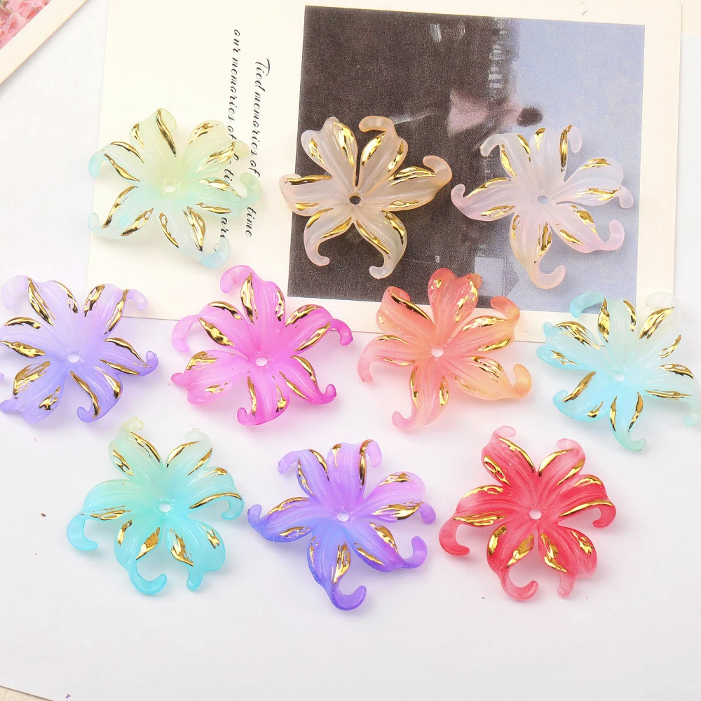 

Яркий дизайн, 100 шт., 43*44 фото, ручная работа, форма цветка, изготовление бусин своими руками, эффект Авроры, фурнитура и компоненты для ювелирных изделий