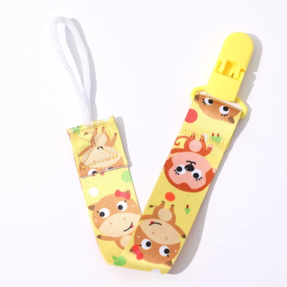 Cute Cartoon Baby Pacifier Clips Ribbon Anti-drop Buckle Strap Dummy Clip Adjustable Fixed Button Soother Holder