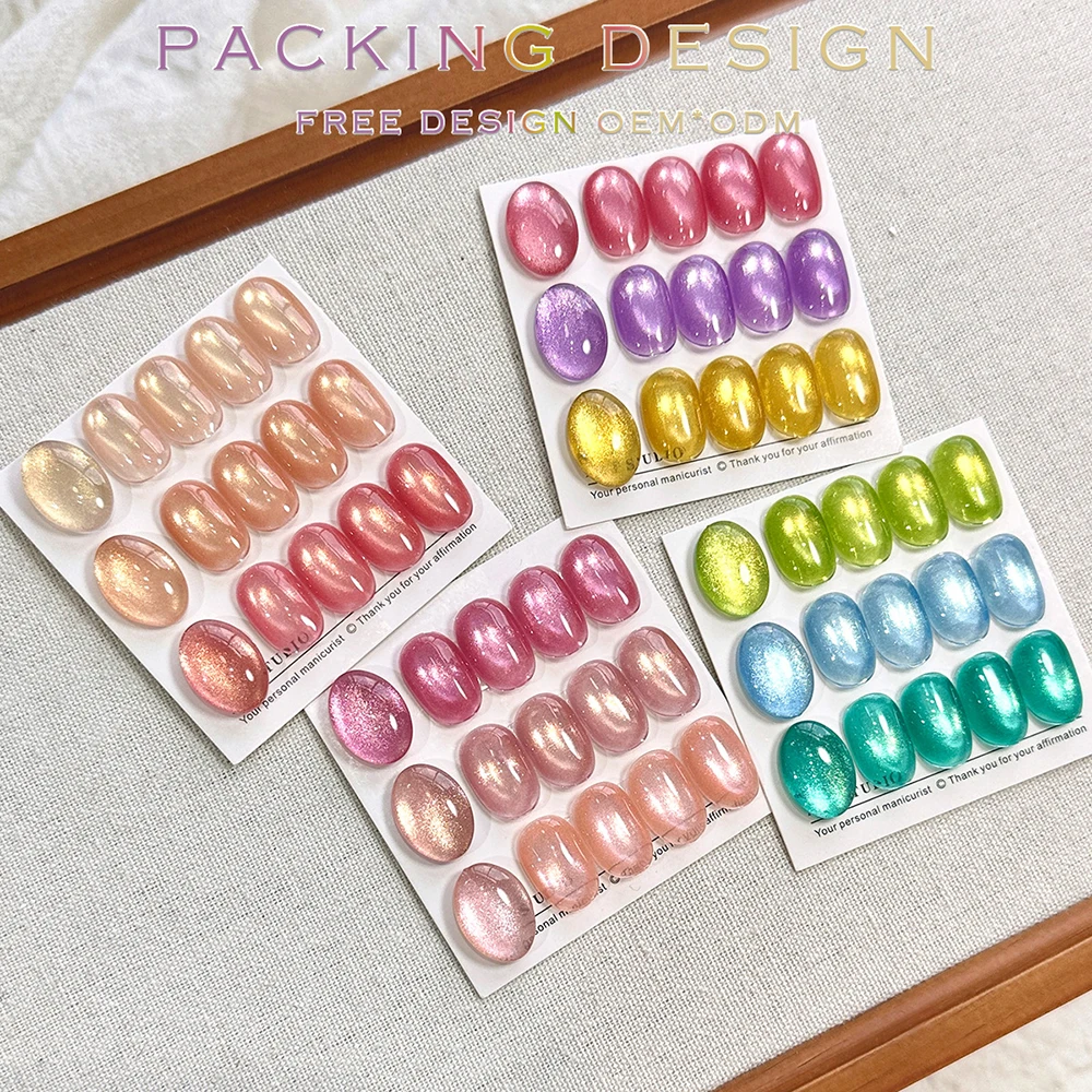 Vendeeni TPO HEMA FREE 12 Farben/Set Kristall-Katzenaugen-Gel-Nagellack Regenbogen-Candy Magnetischer UV-Soak-Off-Gel-Lack mit Display – Detail 9