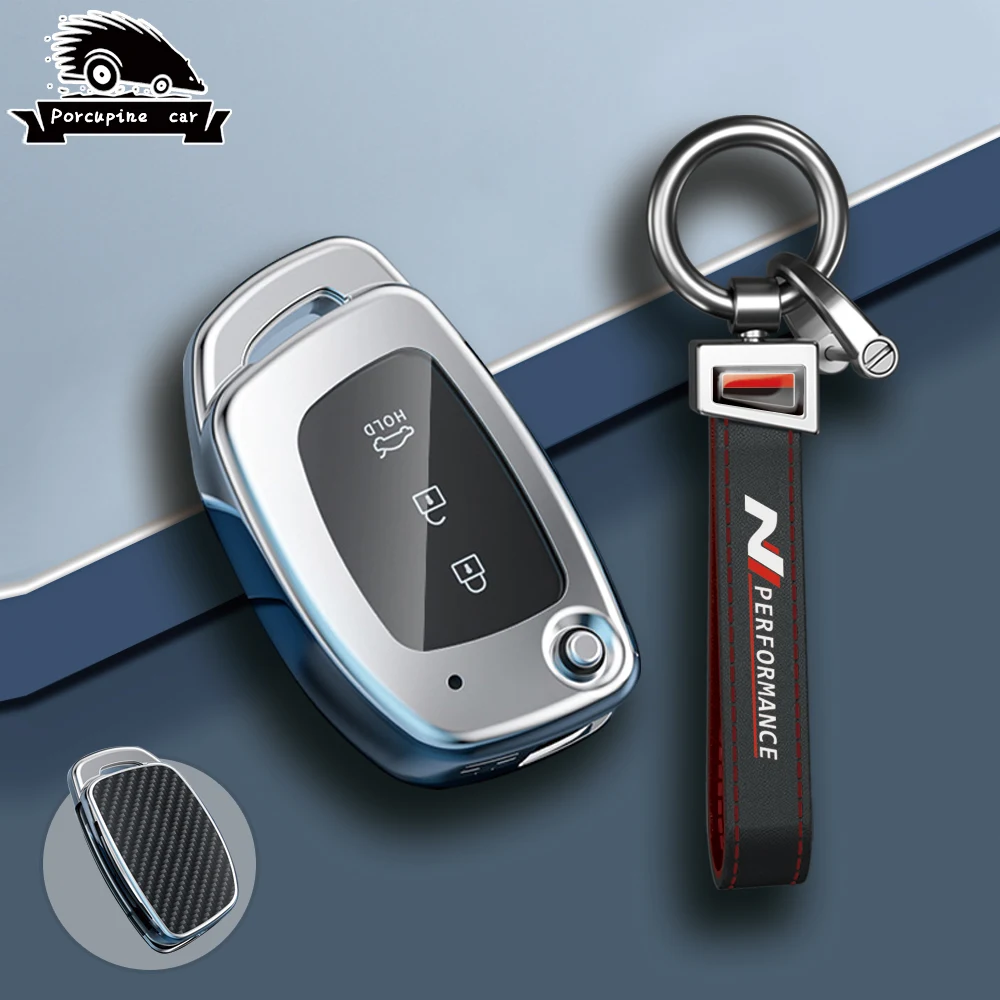 Alloy carbon fiber Car Key Case Key Chain for Hyundai Ix25 Ix35 I10 I20 Solaris Tucson Sonata Santa Fe Sport Elantra Creta Verna