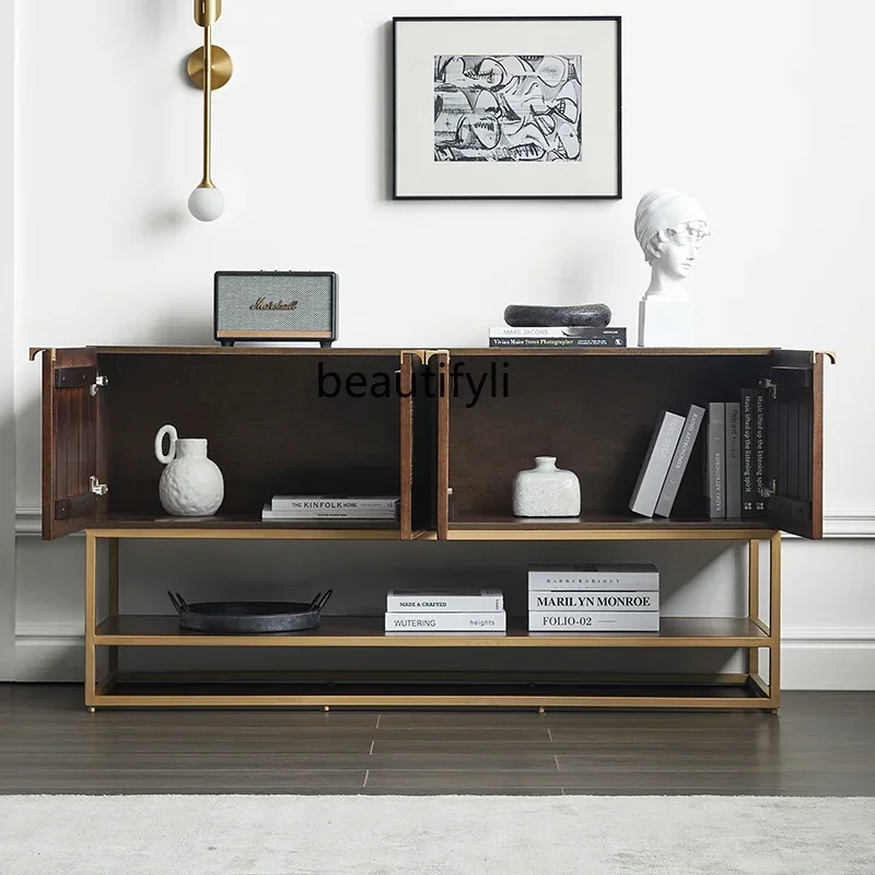 خزانة جانبية لتناول الطعام من الخشب الصلب بتصميم عتيق فاخر وخفيف الوزن وخزانة عتيقة متوسطة لغرفة المعيشة ومدخل الحائط وخزانة غرفة الطعام #3