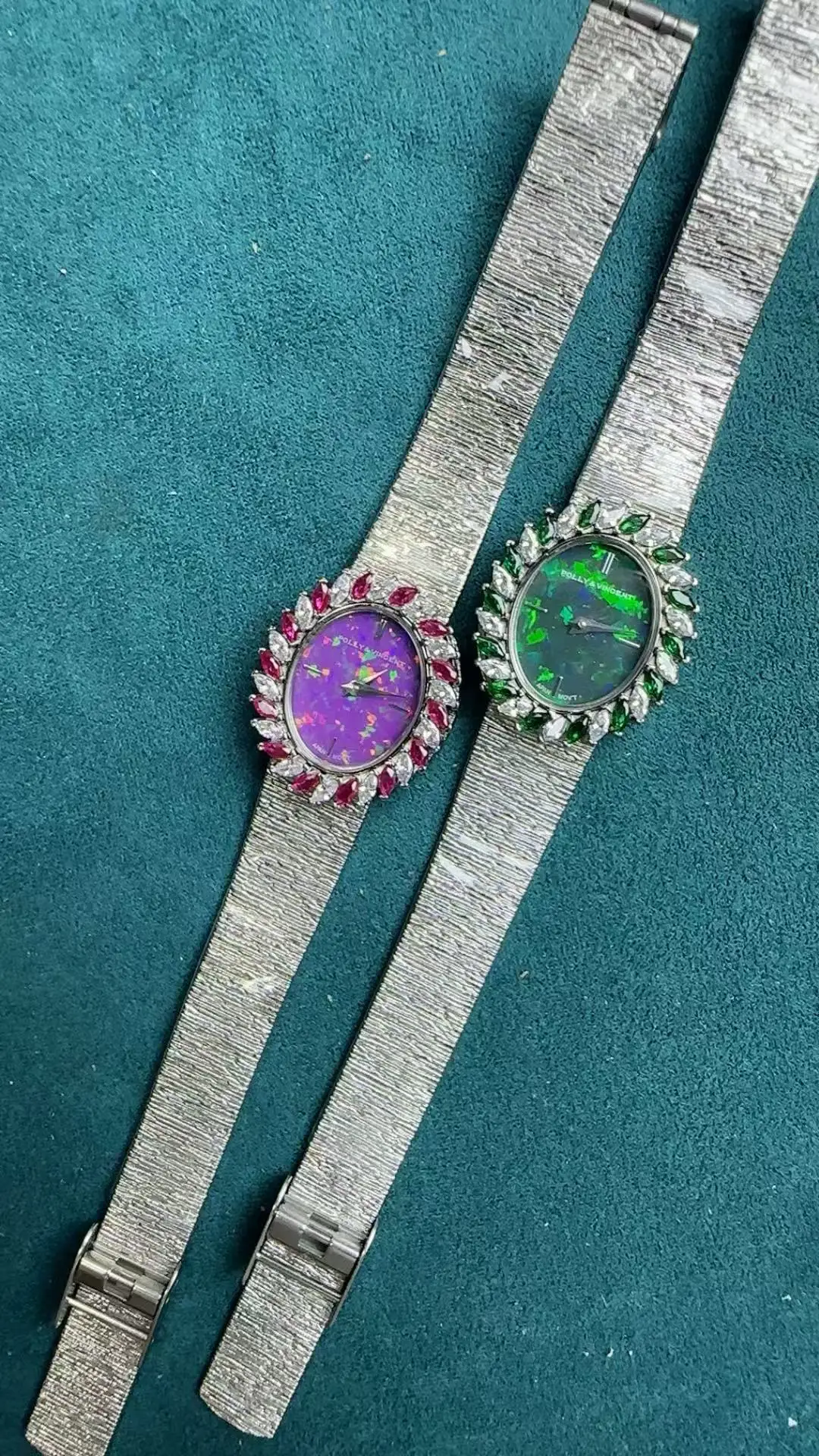 Women Watch with Opal Natural Green Jade Face for Girls Quartz Reloj Mujer Sliver Gold Orologio Ladies Wristwatch Diamond Clock