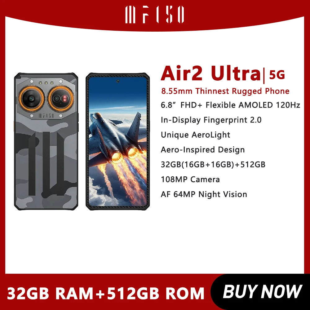 IIIF150 Air2 Ultra Rugged Phone 16GB+512GB 6.8Inch 108MP Camera 64MP Night Vision Ultra-thin 5G Smartphone Android Mobile Phones