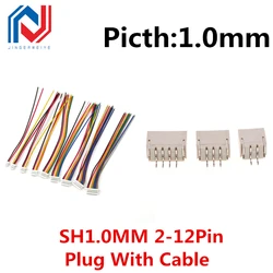 10Sets/lot Mini Micro SH 1.0 2Pin 3/4/5/6/7/8/910/11/12P JST Male & Female PCB Connector with Wires Cables 100MM