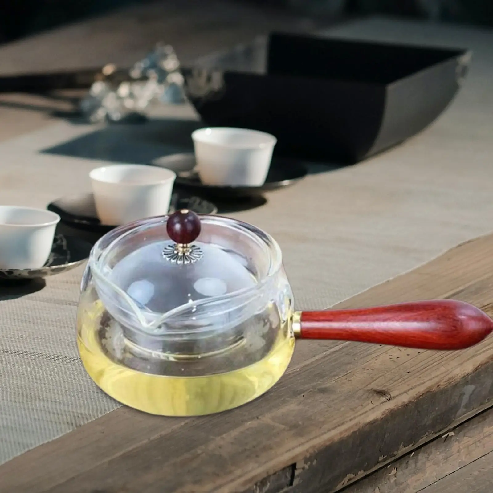 Rotating Tea Maker Glass Teapot 500ml Clear Portable Durable Blooming Tea Maker Detachable Creative for Travel Household Office
